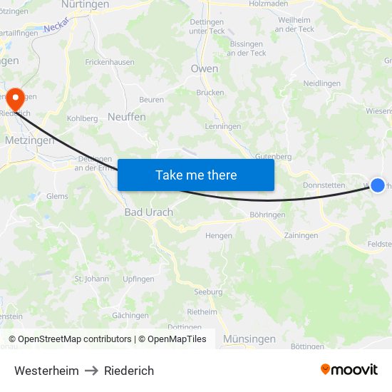 Westerheim to Riederich map