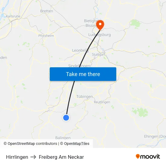 Hirrlingen to Freiberg Am Neckar map