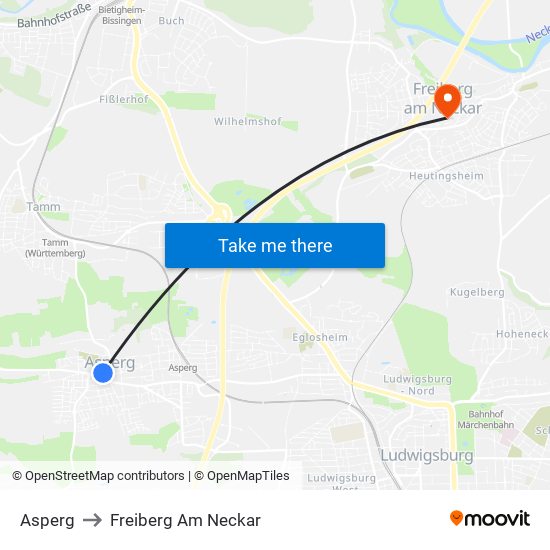 Asperg to Freiberg Am Neckar map