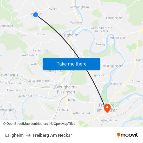 Erligheim to Freiberg Am Neckar map