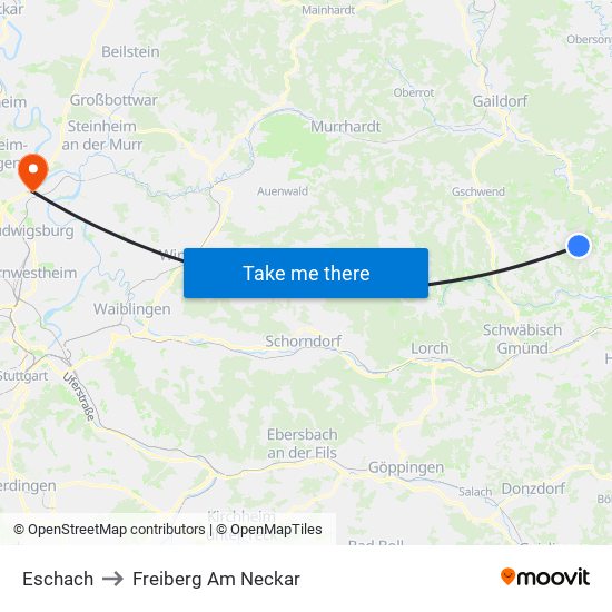Eschach to Freiberg Am Neckar map