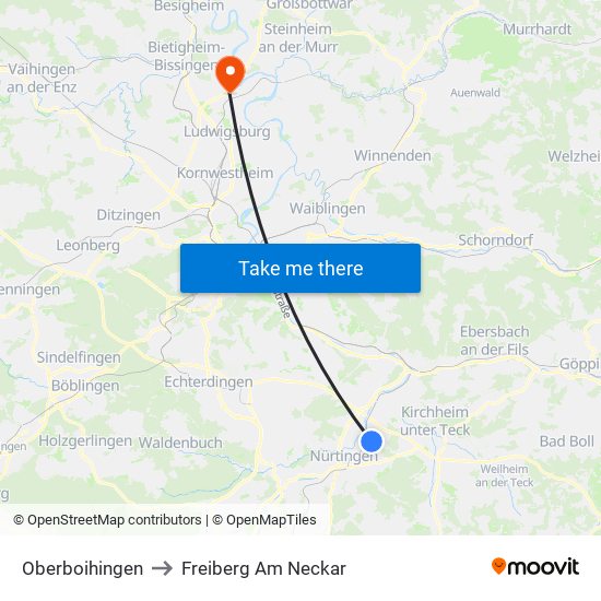 Oberboihingen to Freiberg Am Neckar map