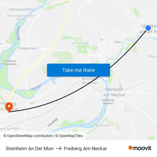 Steinheim An Der Murr to Freiberg Am Neckar map