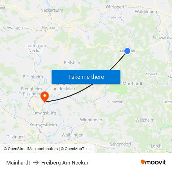 Mainhardt to Freiberg Am Neckar map