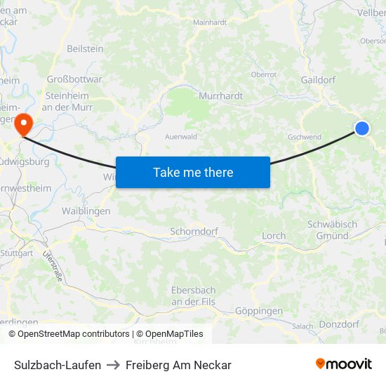 Sulzbach-Laufen to Freiberg Am Neckar map