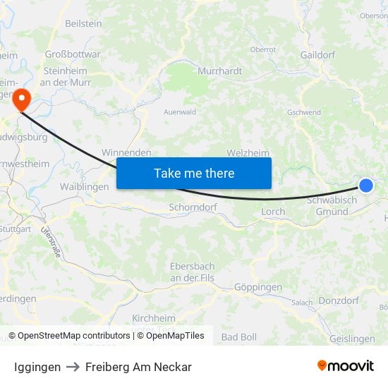 Iggingen to Freiberg Am Neckar map
