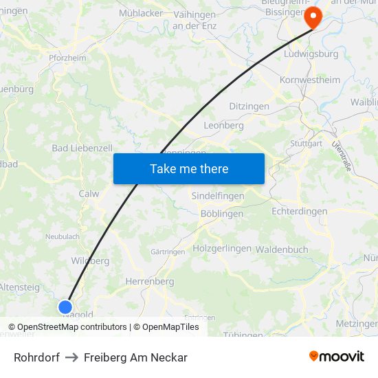 Rohrdorf to Freiberg Am Neckar map