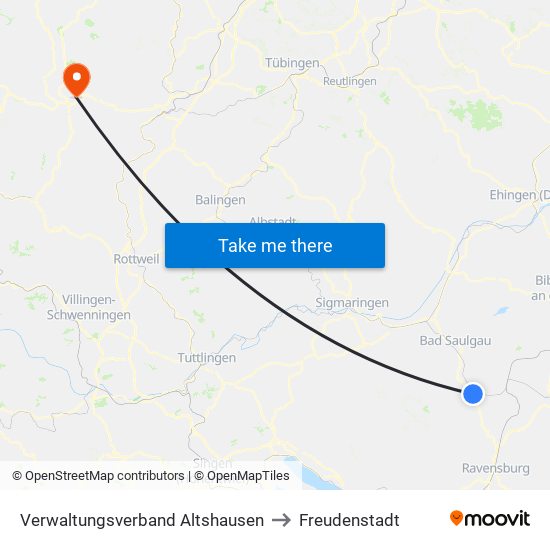 Verwaltungsverband Altshausen to Freudenstadt map