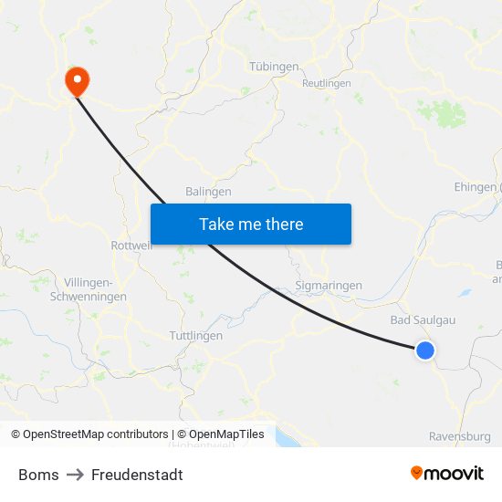 Boms to Freudenstadt map