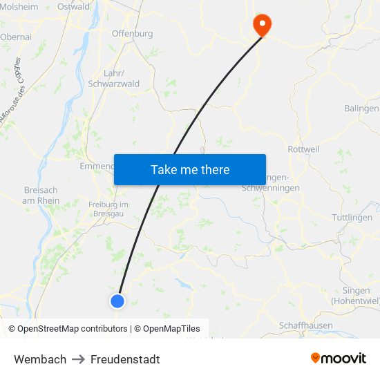 Wembach to Freudenstadt map