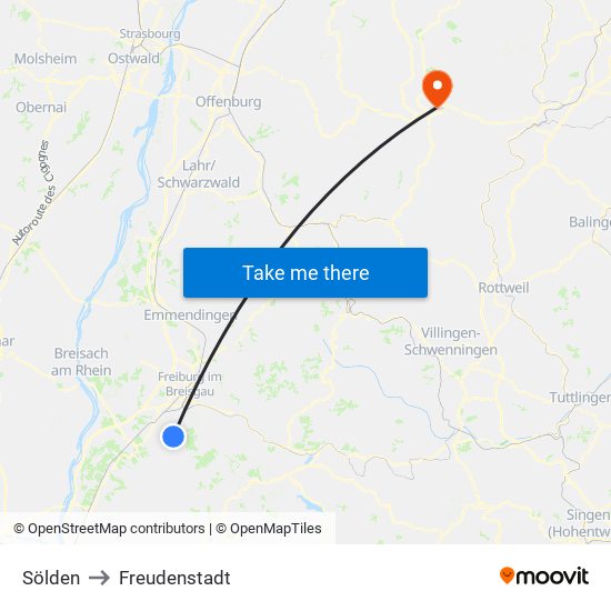 Sölden to Freudenstadt map