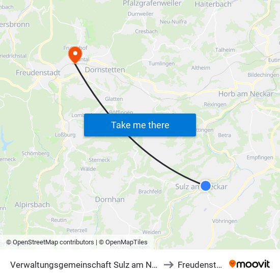 Verwaltungsgemeinschaft Sulz am Neckar to Freudenstadt map