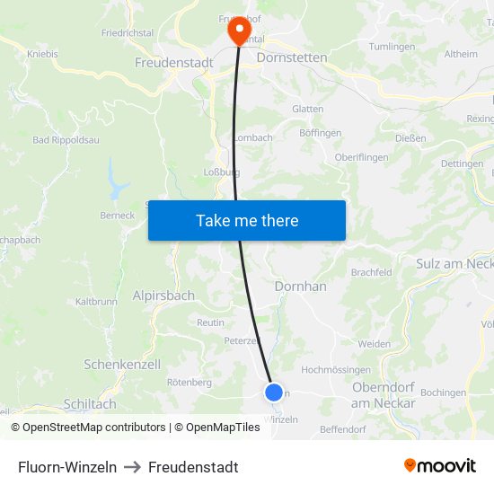 Fluorn-Winzeln to Freudenstadt map