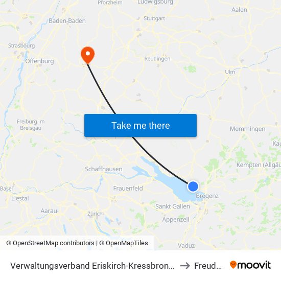 Verwaltungsverband Eriskirch-Kressbronn am Bodensee-Langenargen to Freudenstadt map