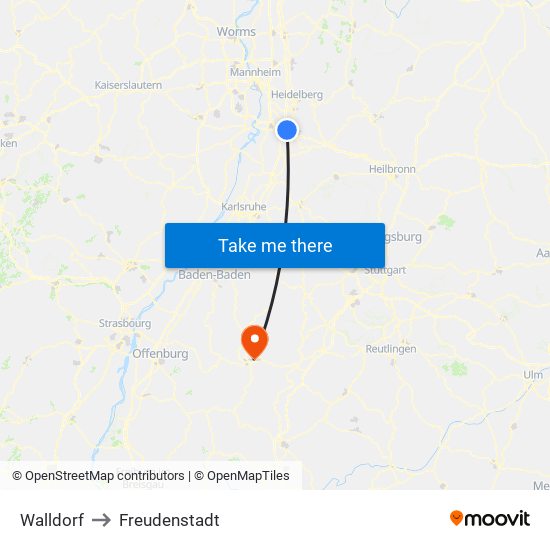 Walldorf to Freudenstadt map