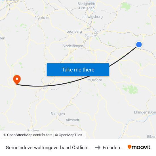 Gemeindeverwaltungsverband Östlicher Schurwald to Freudenstadt map