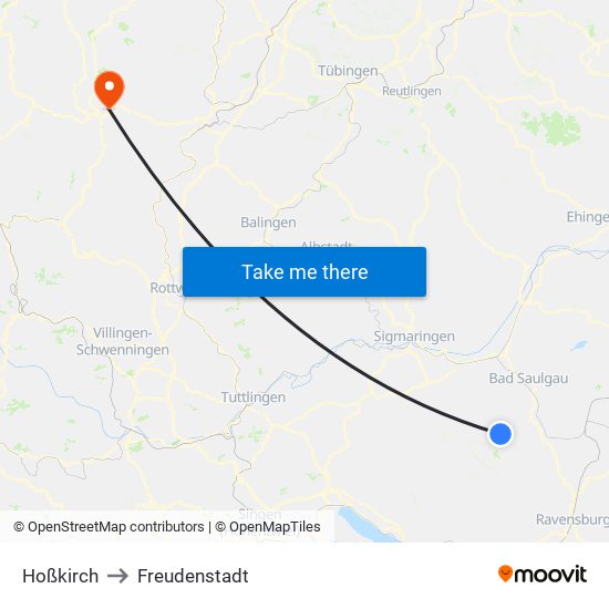 Hoßkirch to Freudenstadt map