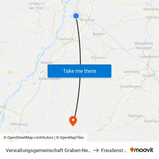 Verwaltungsgemeinschaft Graben-Neudorf to Freudenstadt map