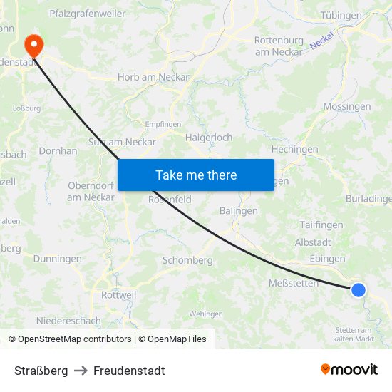 Straßberg to Freudenstadt map