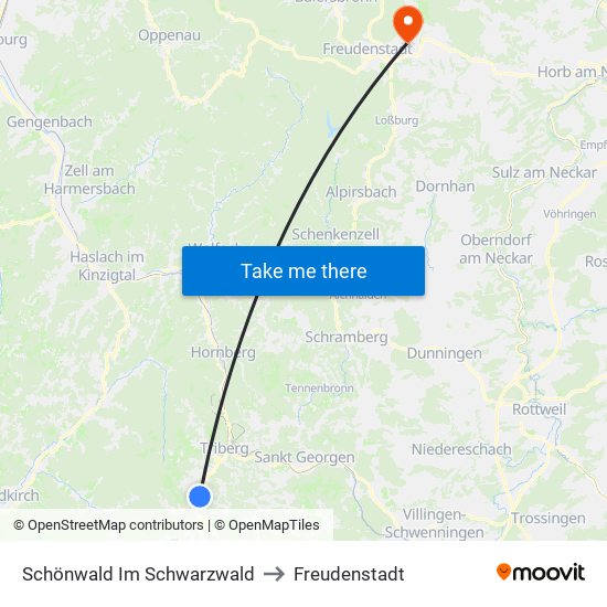 Schönwald Im Schwarzwald to Freudenstadt map