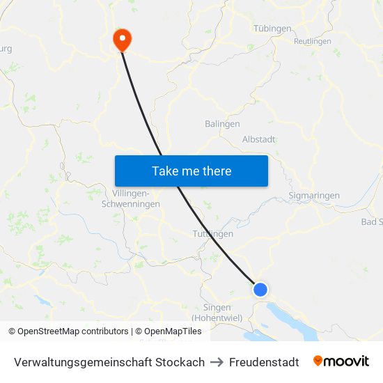 Verwaltungsgemeinschaft Stockach to Freudenstadt map