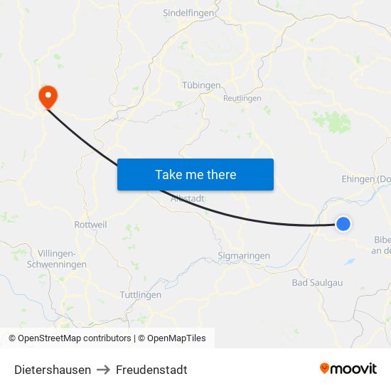 Dietershausen to Freudenstadt map