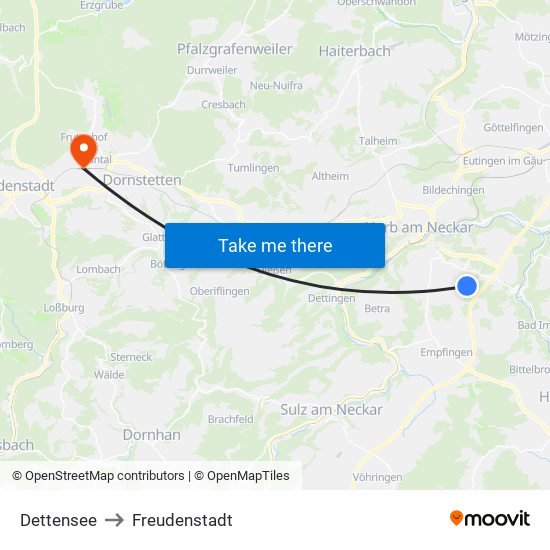 Dettensee to Freudenstadt map