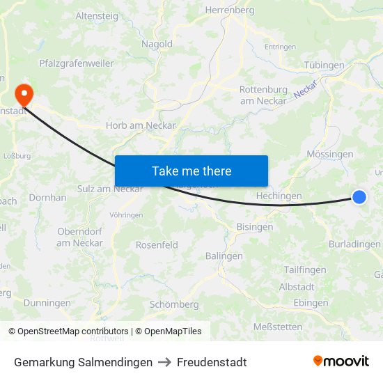 Gemarkung Salmendingen to Freudenstadt map