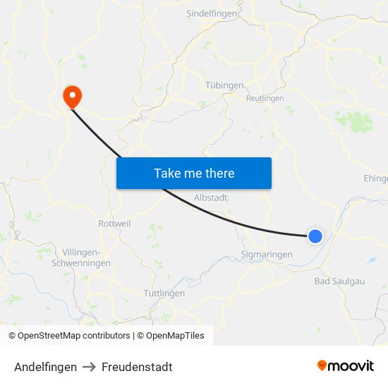 Andelfingen to Freudenstadt map