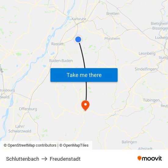 Schluttenbach to Freudenstadt map