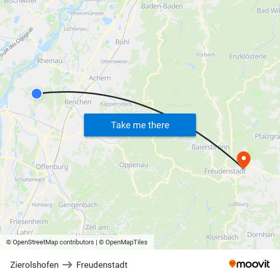 Zierolshofen to Freudenstadt map