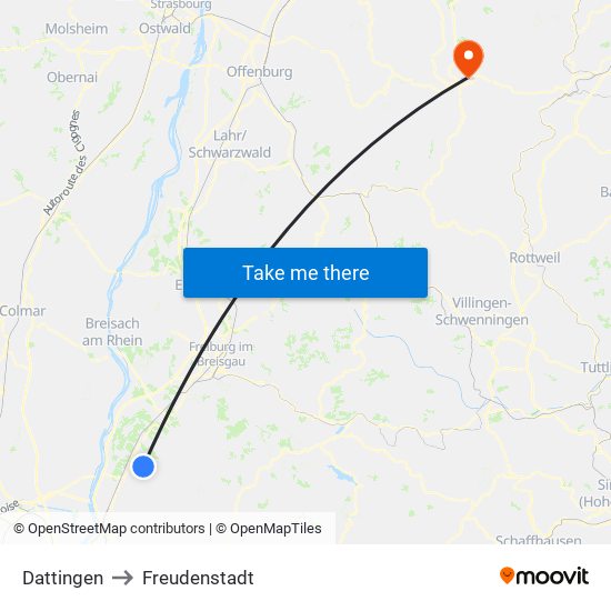Dattingen to Freudenstadt map