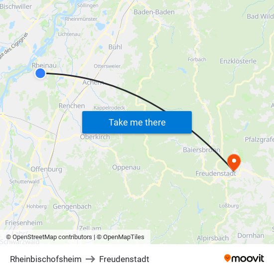 Rheinbischofsheim to Freudenstadt map