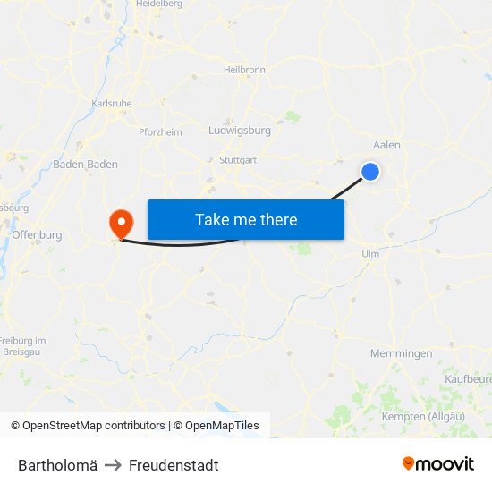 Bartholomä to Freudenstadt map