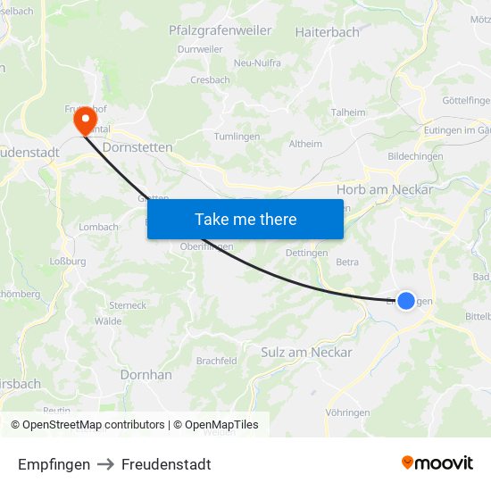 Empfingen to Freudenstadt map