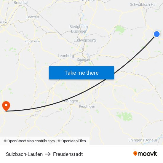 Sulzbach-Laufen to Freudenstadt map