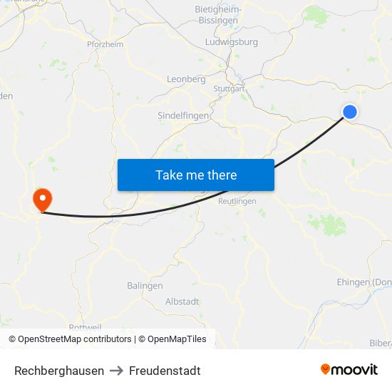 Rechberghausen to Freudenstadt map