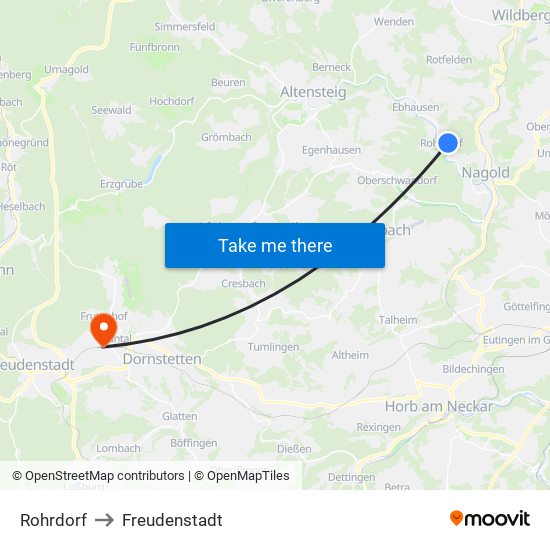 Rohrdorf to Freudenstadt map