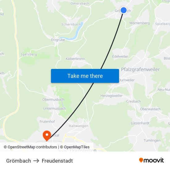 Grömbach to Freudenstadt map