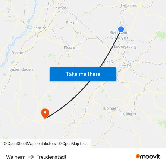 Walheim to Freudenstadt map