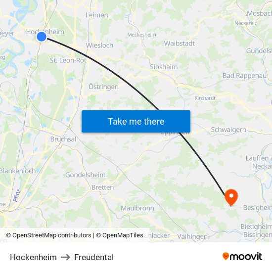 Hockenheim to Freudental map