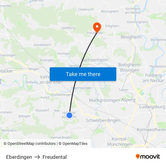 Eberdingen to Freudental map