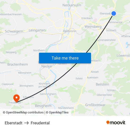 Eberstadt to Freudental map