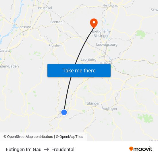 Eutingen Im Gäu to Freudental map