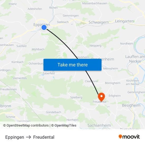 Eppingen to Freudental map