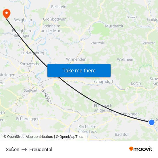 Süßen to Freudental map