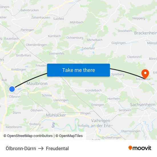 Ölbronn-Dürrn to Freudental map