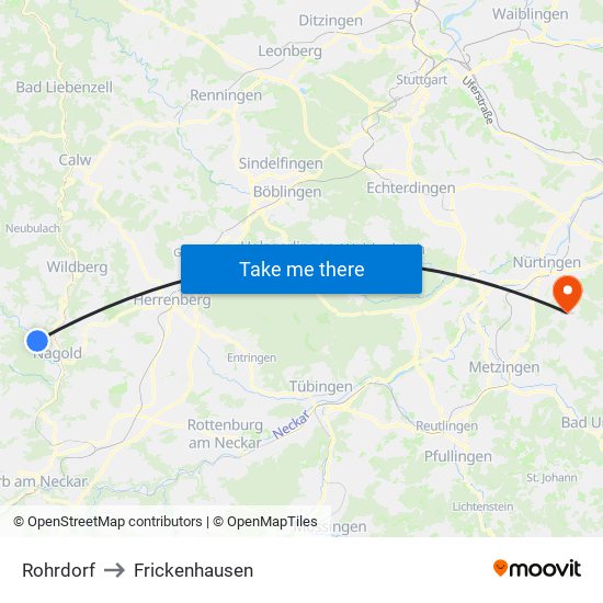 Rohrdorf to Frickenhausen map