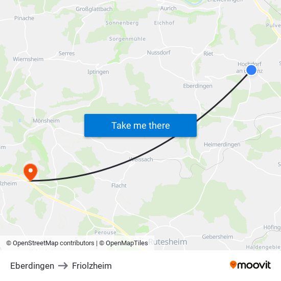 Eberdingen to Friolzheim map