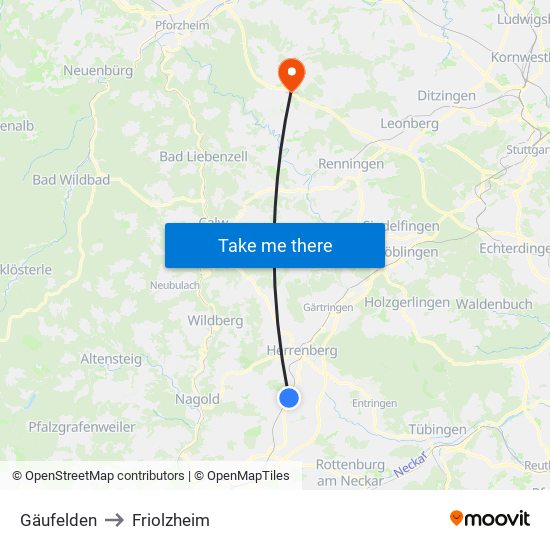 Gäufelden to Friolzheim map